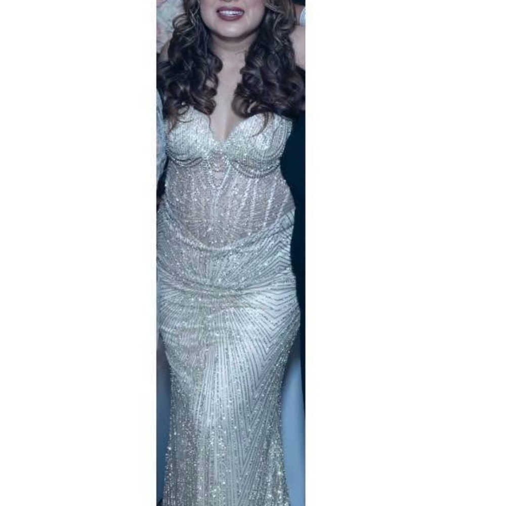 Strapless Sequin Gown in Gold